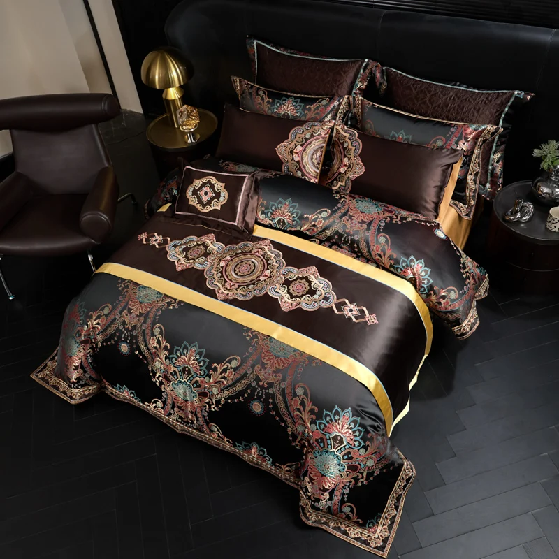 4/6/10Pcs High Precision Brocade Jacquard Embroidery Egyptian Cotton Luxury Bedding Set Duvet Cover Set Bed Sheet Pillowcases