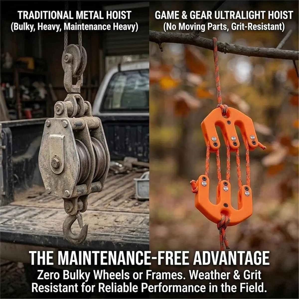 Game & Gear Hoist Block and Tackle System,4PCS Lifting Pulley System 3D Printing
