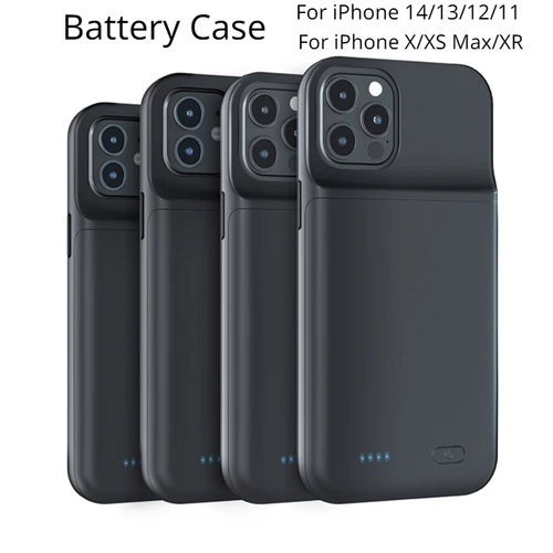Funda de batería inteligente para iPhone 14, 13, 12, 11 Pro Max, XS Max, XR, 5, 6, 7, 8 Plus, SE2, 3, cubierta de cargador de Banco de energía portátil