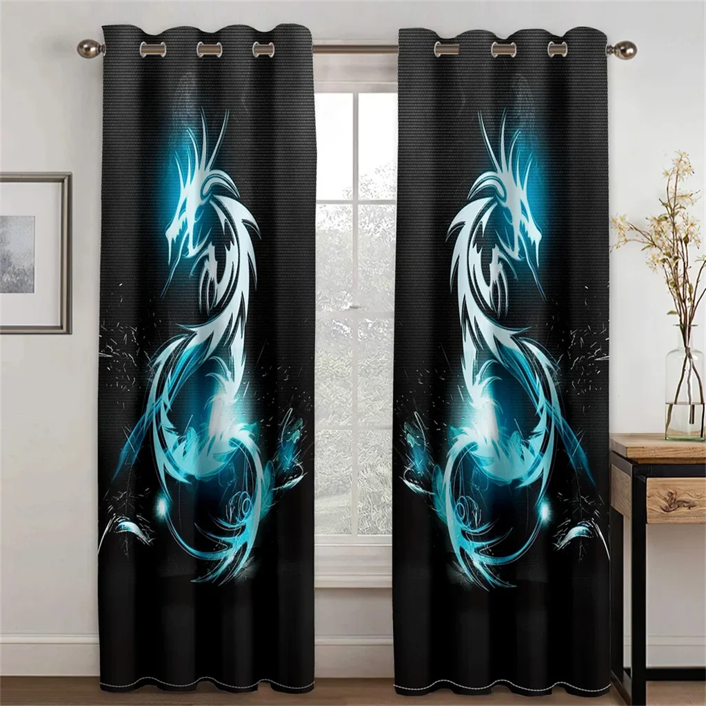 3D Modern Cool Dragon eSports Game Style Sunshade Curtains 2 Panel Boys Room Bedroom Living Room Home Decor Curtains