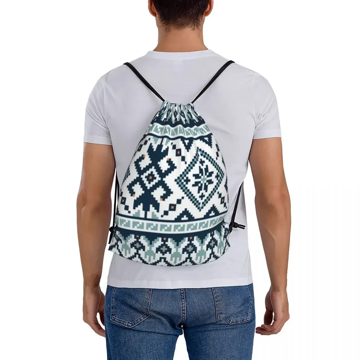 Traditional Ethnic Ornament Backpacks Drawstring Bags Drawstring Bundle Pocket Sports Bag Book Bags For Man Woman Students