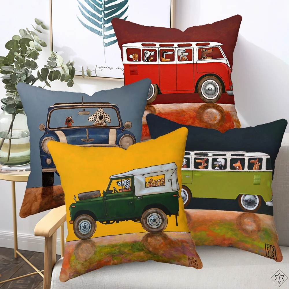 

1Pc Nordic Cartoon Car Pattern Cushion Cover For Home Decor Living Room Sofa Pillowcase 8.1