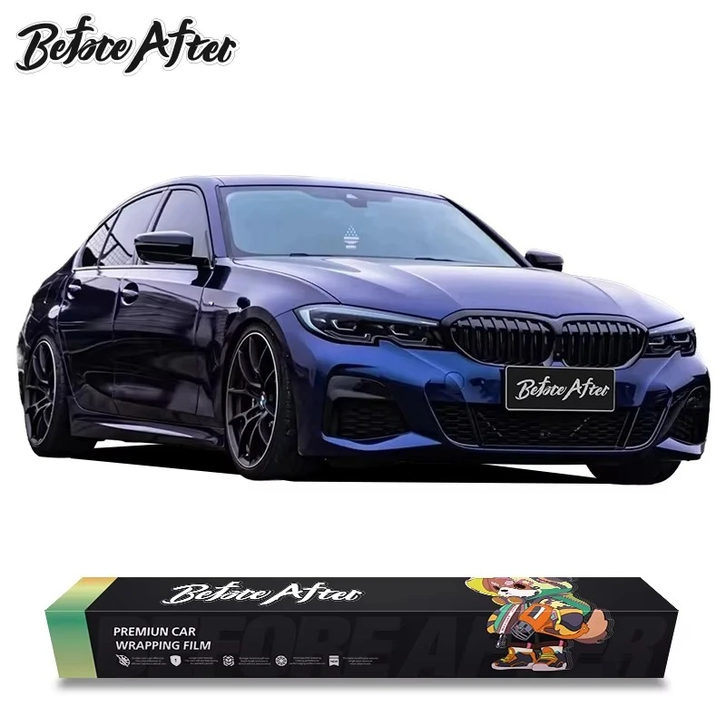 Car Vinyl Wrapping Film Super Bright Metallic Maple PET for BMW Tanzanite Blue Vinyl Car Wrap Vehicle Wrapping Film