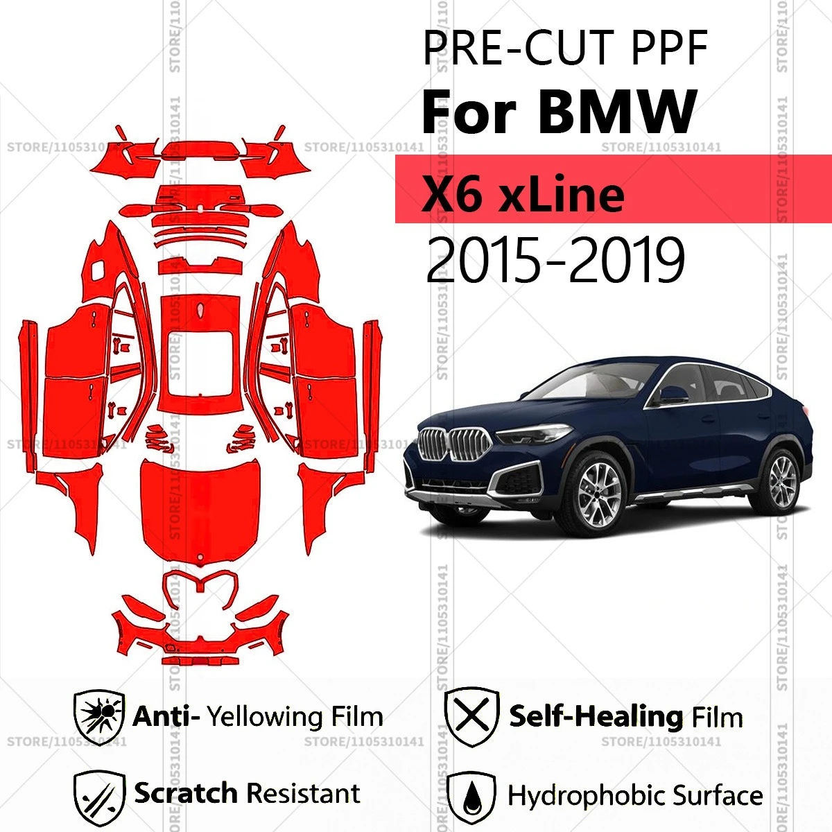 

For BMW X6 xLine 2015-2019 Pre-Cut Paint Protection Film PPF Transparent Car Film Professional Automotive PPF Full Vehicle