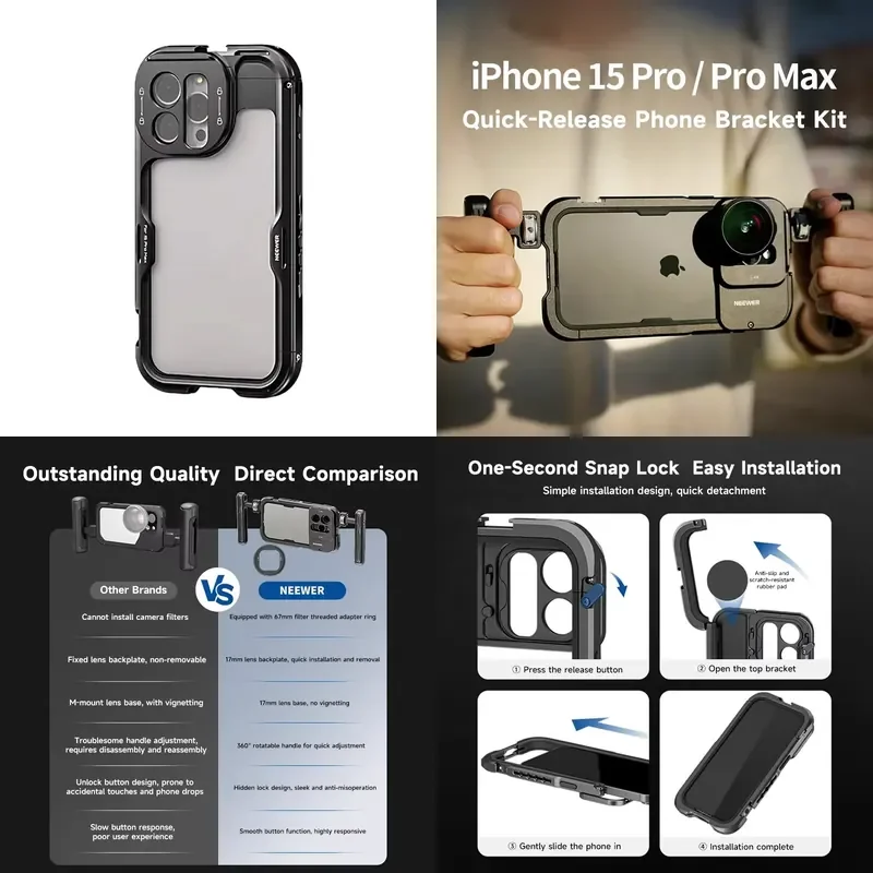 For for Newer Rabbit Cage Stabilizer Stand IPhone15Pro Cable Protectors Versatile Horizontal Vertical Shooting Assistant