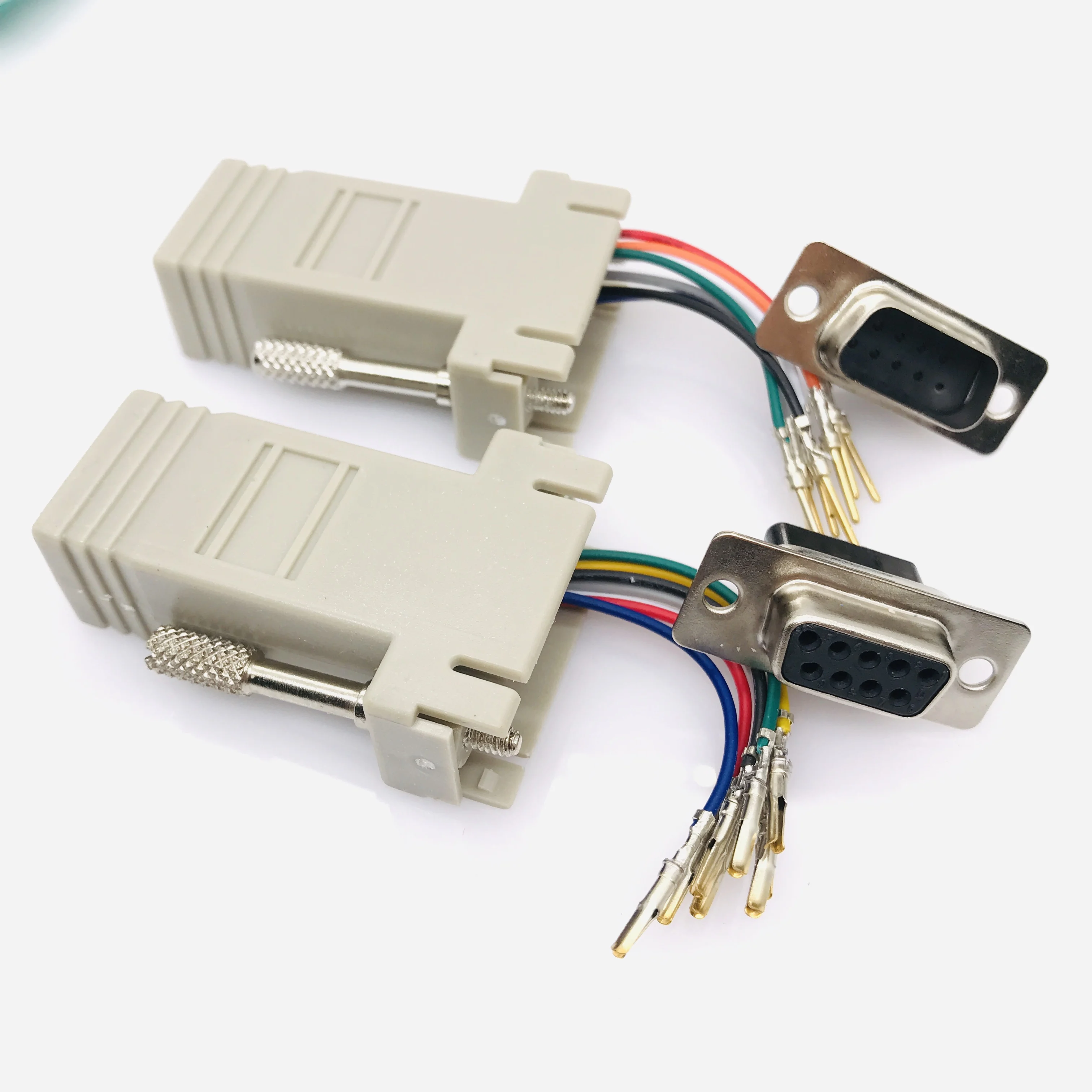 DB9 male female DB9 9PIN serial port connector to RJ45 FEMALE adapter D-SUB RS232 COM Port To LAN Ethernet Port Converter