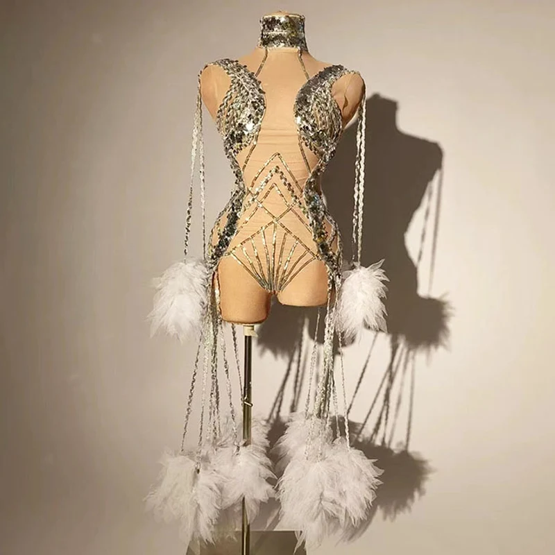 Body cekinowe z frędzlami, strój do tańca Gogo, damski kostium do tańca jazzowego, strój drag queen, ubranie na imprezę rave VDB7606