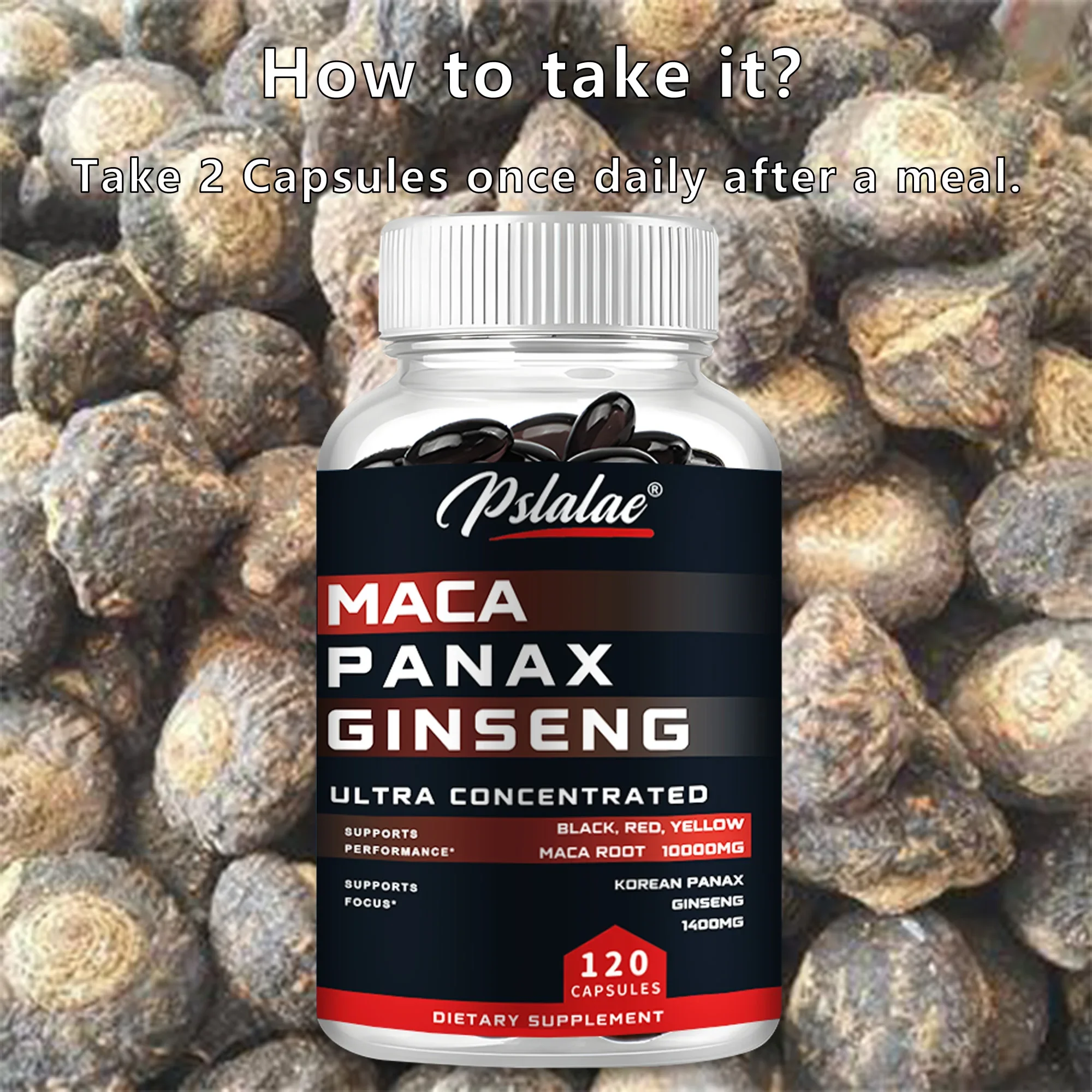 كبسولات الجينسنغ ماكا - تدعم صحة الرجال الطبيعية وتعزيز الطاقة والأداء والتحمل - 120 كبسولة