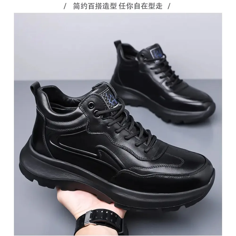 2025 herbst Neue Leichte Männer Casual Leder Turnschuhe Nicht-slip Atmungsaktiv Männlichen Outdoor Laufschuhe Lace Up Weiche Sport schuhe