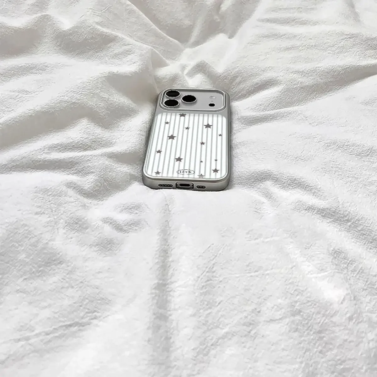 INS Style White Striped Stars Cute Electroplated Drip Glue Phone Case For iPhone 17 Air 16 Pro Max 15 14 Plus 13 12 11 16e Cover view 4