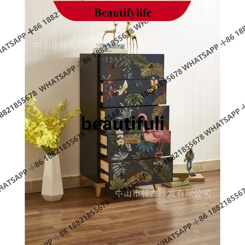 Q178 Storage cabinet Modern light luxury simple complete storage painted flamingo chest of drawers
