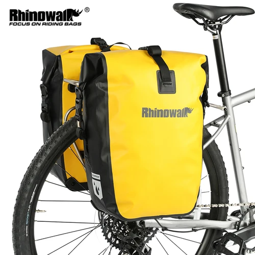 Rhinowalk-Bolsa de alforja para bicicleta de 27L, soporte para asiento trasero de liberación rápida, bolsa lateral para sillín, bolsa de almacenamiento de viaje para ciclismo