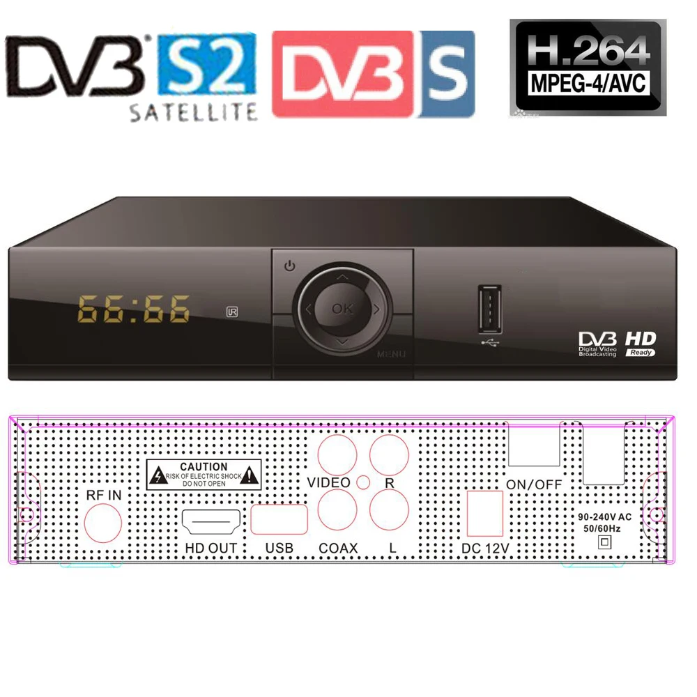 Dvb S2 Decoder Satellite TV Receiver HD DVB-S2 H.264 Receptor