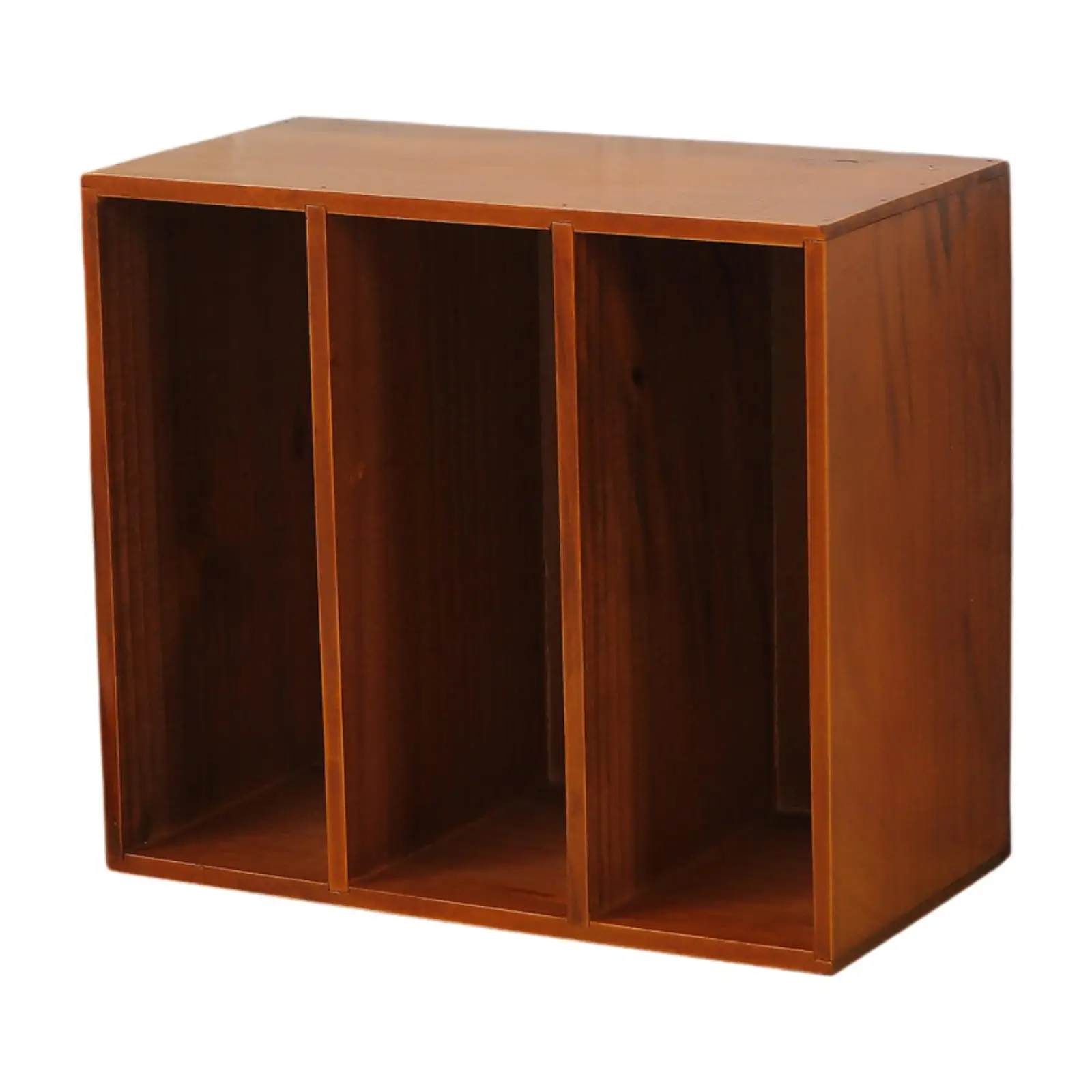 Book Holder 3 Grid Wood Versatile Unique Vertical Magazine Rack Display Shelf Desk Organizer for Work Home Perfume Envelope