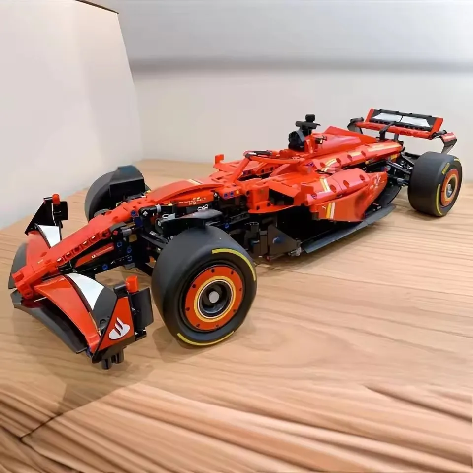 

2026New red racing car model home decor building blocks for boys as a holiday gift