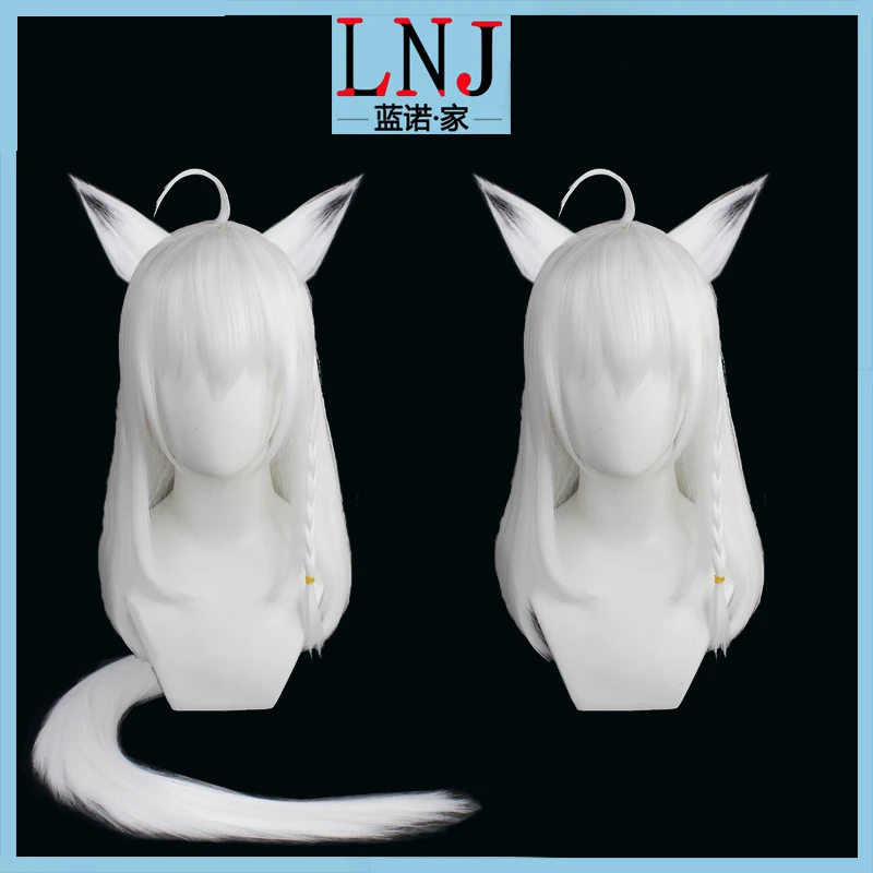 

2 Types Youtuber Hololive Shirakami Fubuki Cosplay Wig with Ears White Straight Heat Resistant Synthetic Hair Vtuber Fox Cosplay