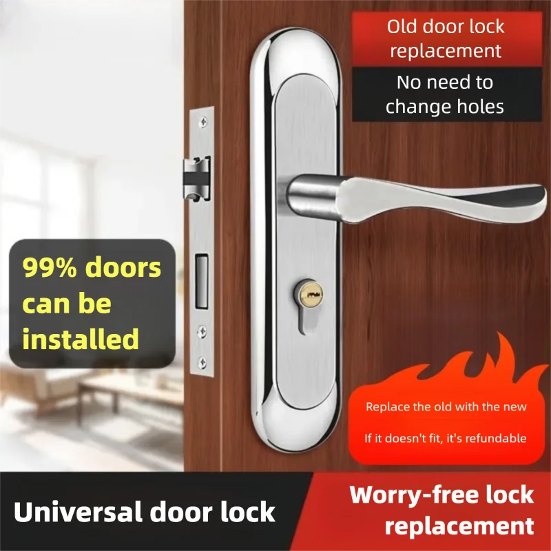 

Универсальный дверной замок из нержавеющей стали для дома, для деревянных дверей, с защитой от взлома, регулируемая ручка, для спальни