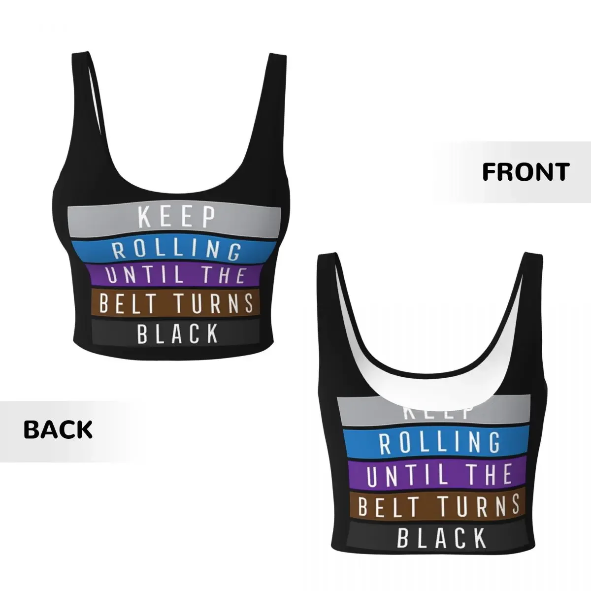 Custom Jiu Jitsu BJJ Keep Rolling Light Women Sports Vest Bras Gym Workout High Impact Yoga Crop Tank Tops