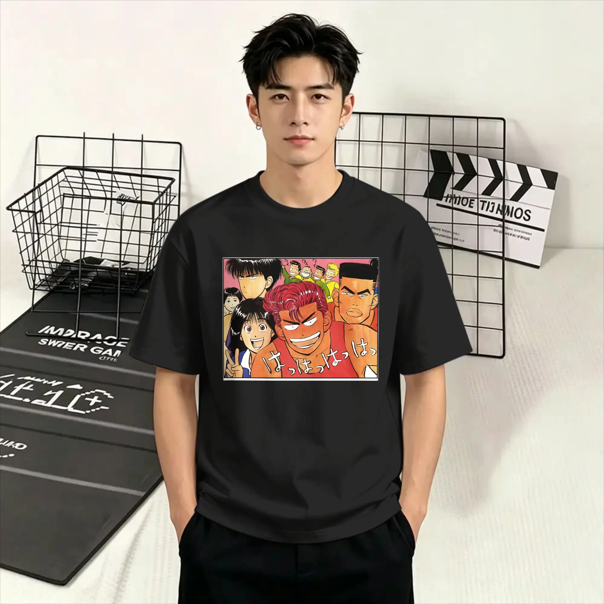 Slam Dunks T-Shirt Summer  100% Cotton T Shirts For Men's Leisure Casual Tee Shirt Short Sleeve Y2K Fun Top Tees