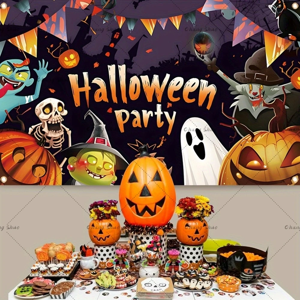 Halloween Night Party Backdrop Scary Skull Blood Pumpkin Lantern Zombie Ghost Witch Castle Baby Portrait Photography Background