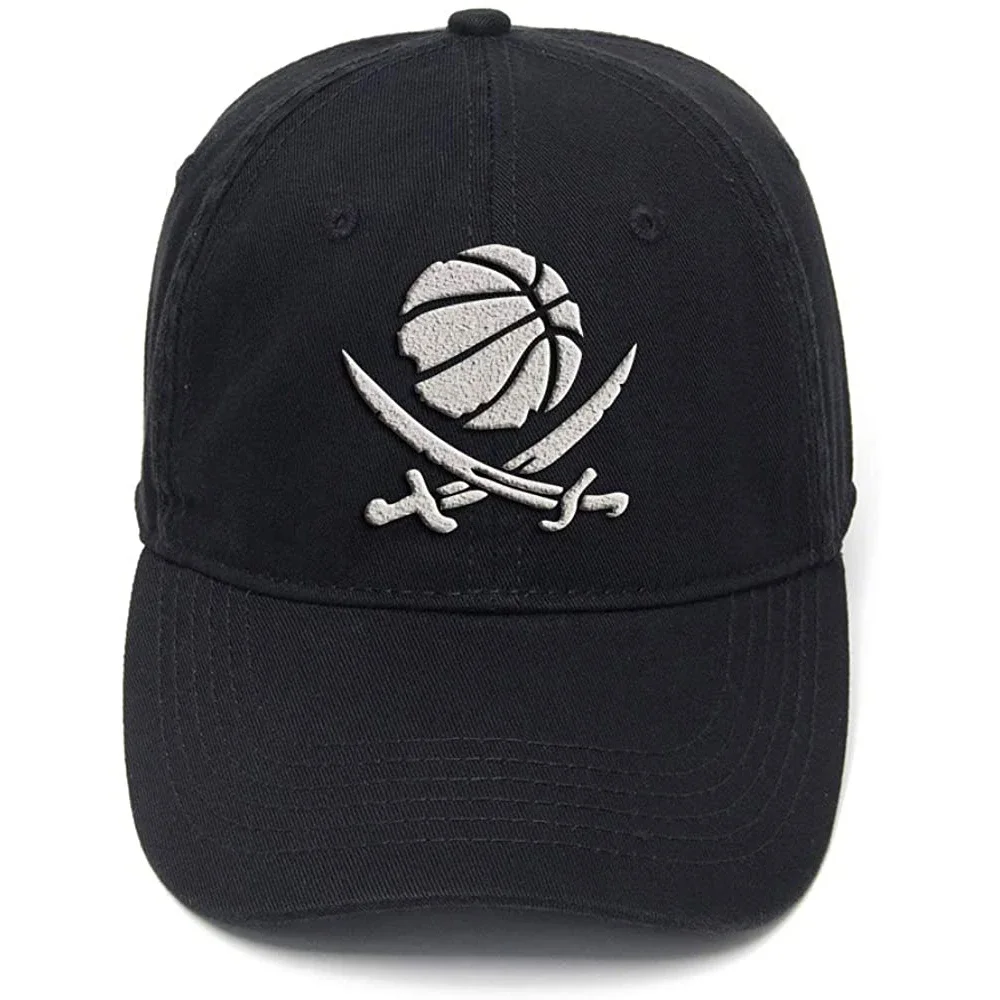 

Lyprerazy Pirate Basketball Crossbones Graphic Washed Adjustable Men Women Unisex Hip Hop Cool Flock Printing Baseball Cap