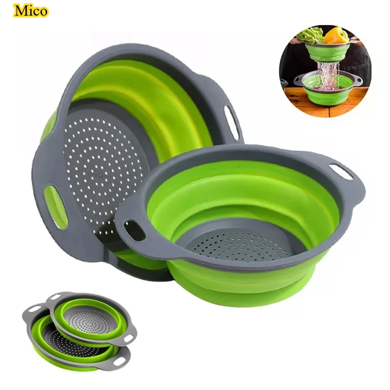 

Silicone Vegetable and Fruit Cleaning and Drainage Basket Cleaning Basket 1PCS Folding Water Filter Net Kitchen Gadgets