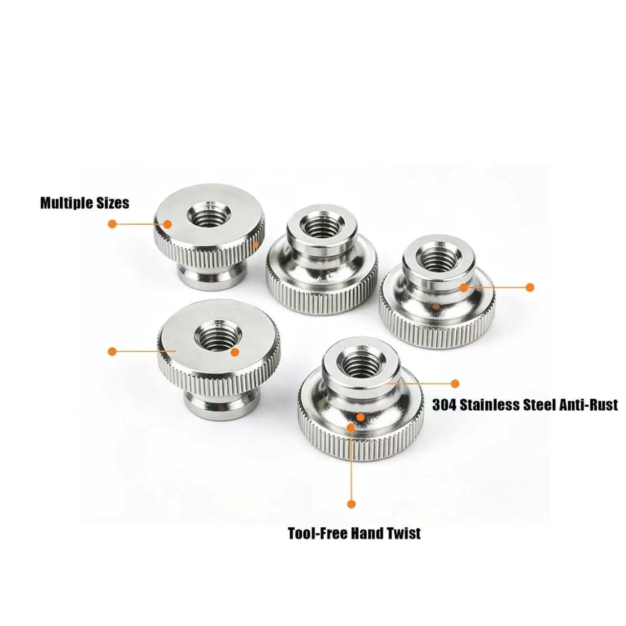 1/2/5/10pcs M2 M2.5 M3-M12 GB806 304 Stainless Steel Adjust Leveling Knurled Hand Toolless Thumb Nut High Head Knurled Thumb Thr