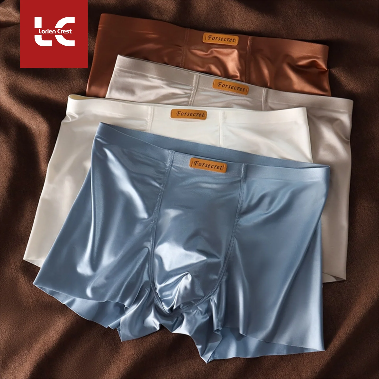3er-Set Luxuriöse Satin-Eisseide Herren Boxershorts Einfarbig Seidig Atmungsaktiv Sommer Mittlere Taillenhöhe U-förmiger Beutel Nahtlose Unterhosen