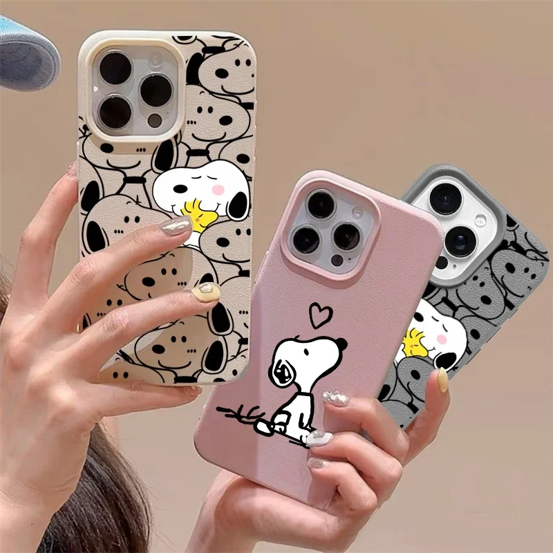 Casing Ponsel Pink Snoopy Untuk Redmi Note 10 11 12 13 14 Pro Max 12 13 14 Pro Plus 10S A3 A5 14C 13 12C Penutup Silikon Lembut Motif Lichee