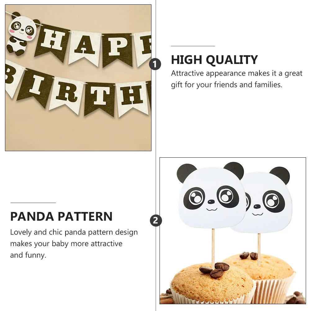 

35 Pcs Birthday Balloon Set Props Accessories Lovely Party Balloons Decorations Panda Banner Emulsion Flags
