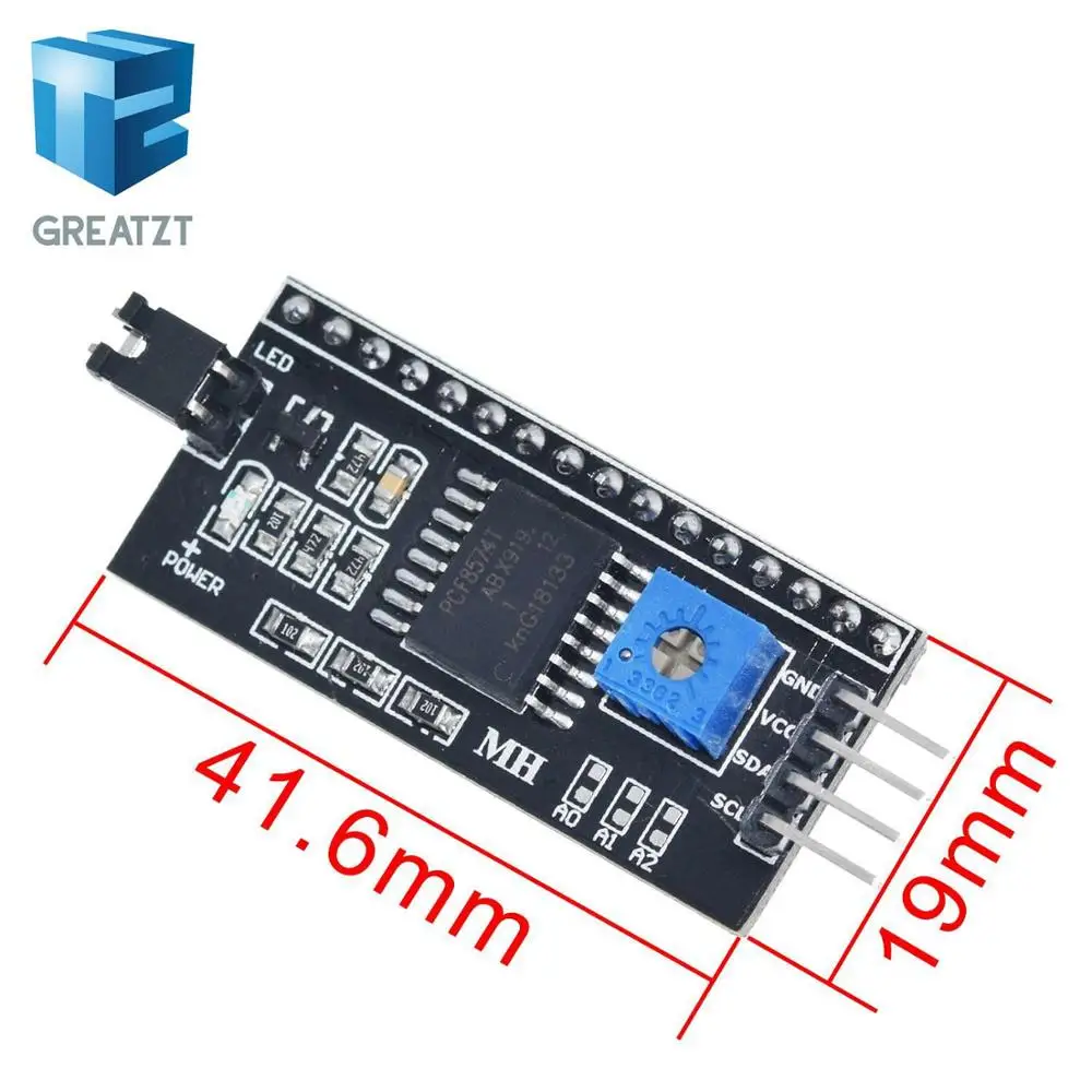 GREATZT  IIC I2C TWI SPI Serial Interface Board Port For Arduino 1602 2004 LCD LCD1602 Adapter Plate LCD Adapter Converter Modul