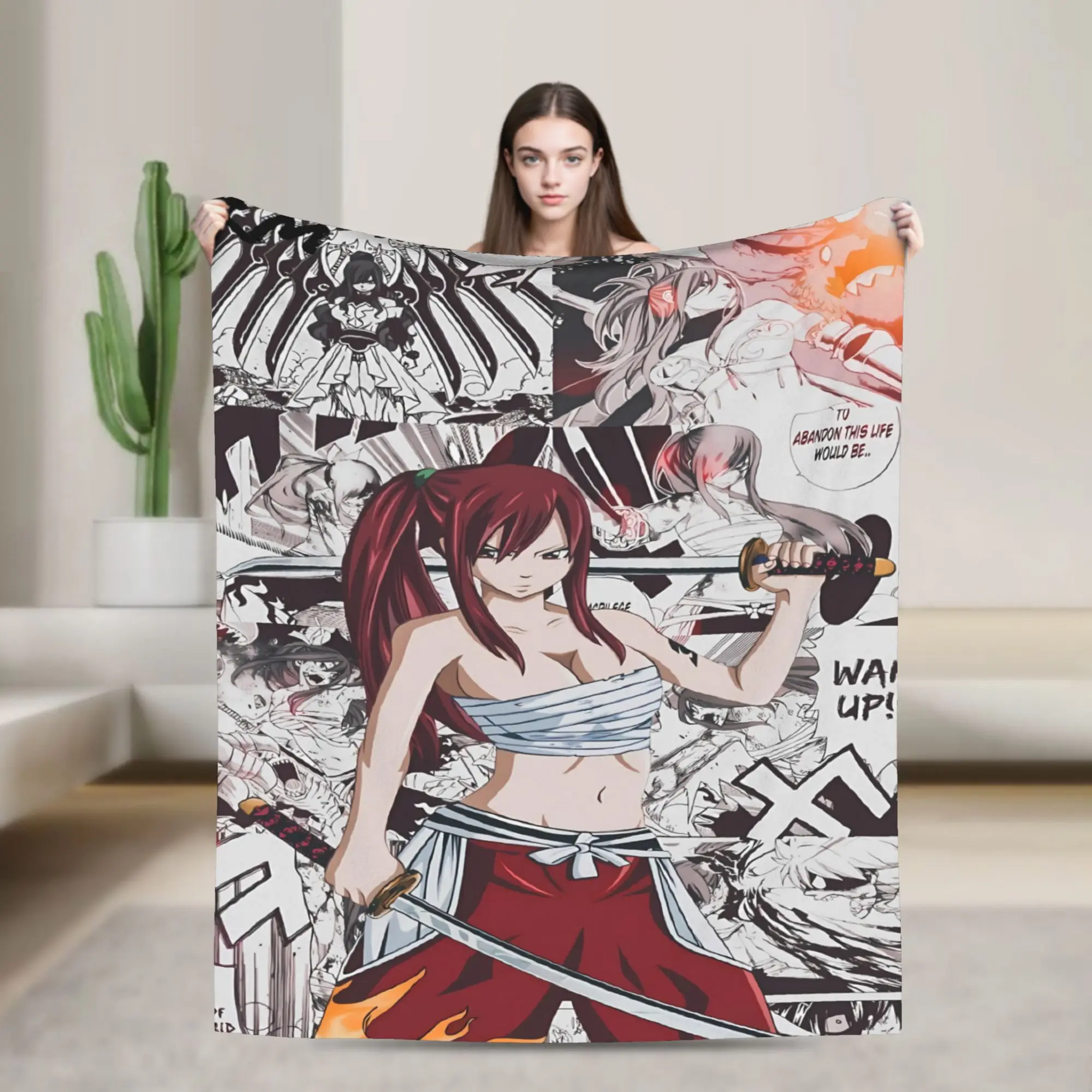 Fiery Fairy Tail Natsu Fire Form Blanket  Picnic Flannel Throw Blanket For Couch Chair Super Warm Design Quality Bedspread Gift