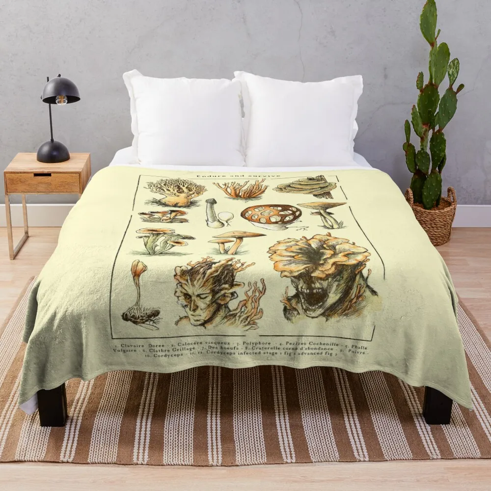 Endure and Survive - The last of us - Cordyceps mushrooms dark Throw Blanket Weighted Baby Bed covers Blankets