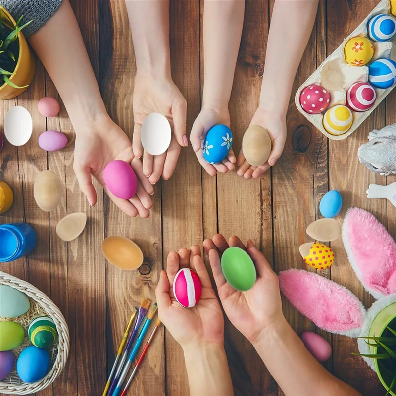 A26F-Ovos falsos de madeira Uova de madeira branca, perfeitos para artesanato de Páscoa, decoração e caitos de ovos, 2,3 polegadas (pacote com 6)