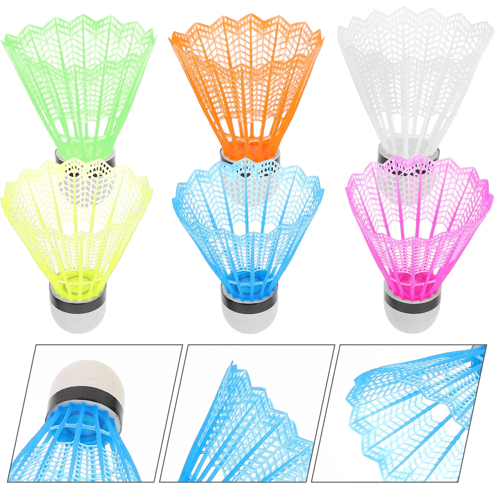 12Pcs Colored Plastic Badminton Shuttlecocks Sports Shuttlecocks for Daily Practice Training Fitness Badminton