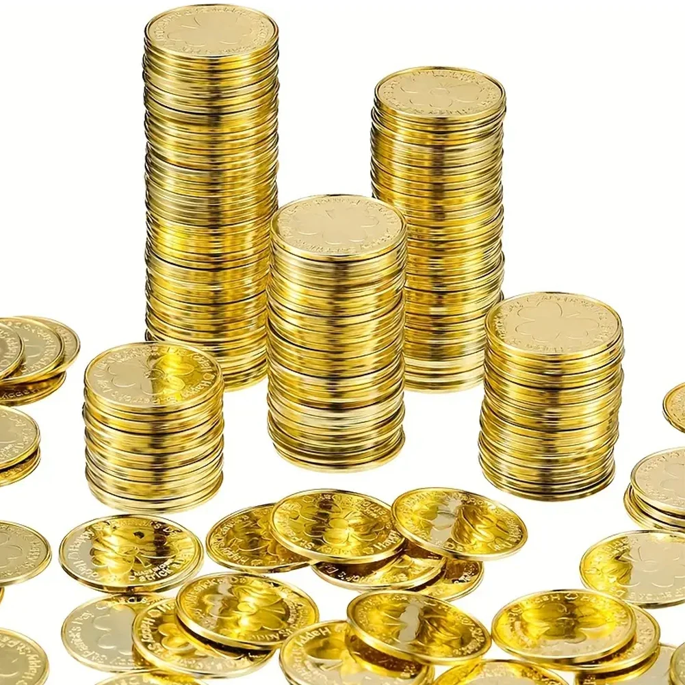 50 قطعة/100 قطعة الأيرلندية الأخضر البرسيم عملة الجدول الديكورات سانت باتريك يوم محظوظ عملات جيب رمز سحر عملة لعبة هدية لاستخدام الحفلات