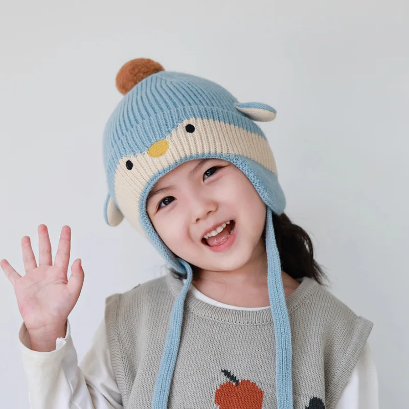

Baby Knitted Hat Winter Sle Ear Protection Thiened Woolen Cap ex Children's Knitwear Suitable for Travel And Outdoor