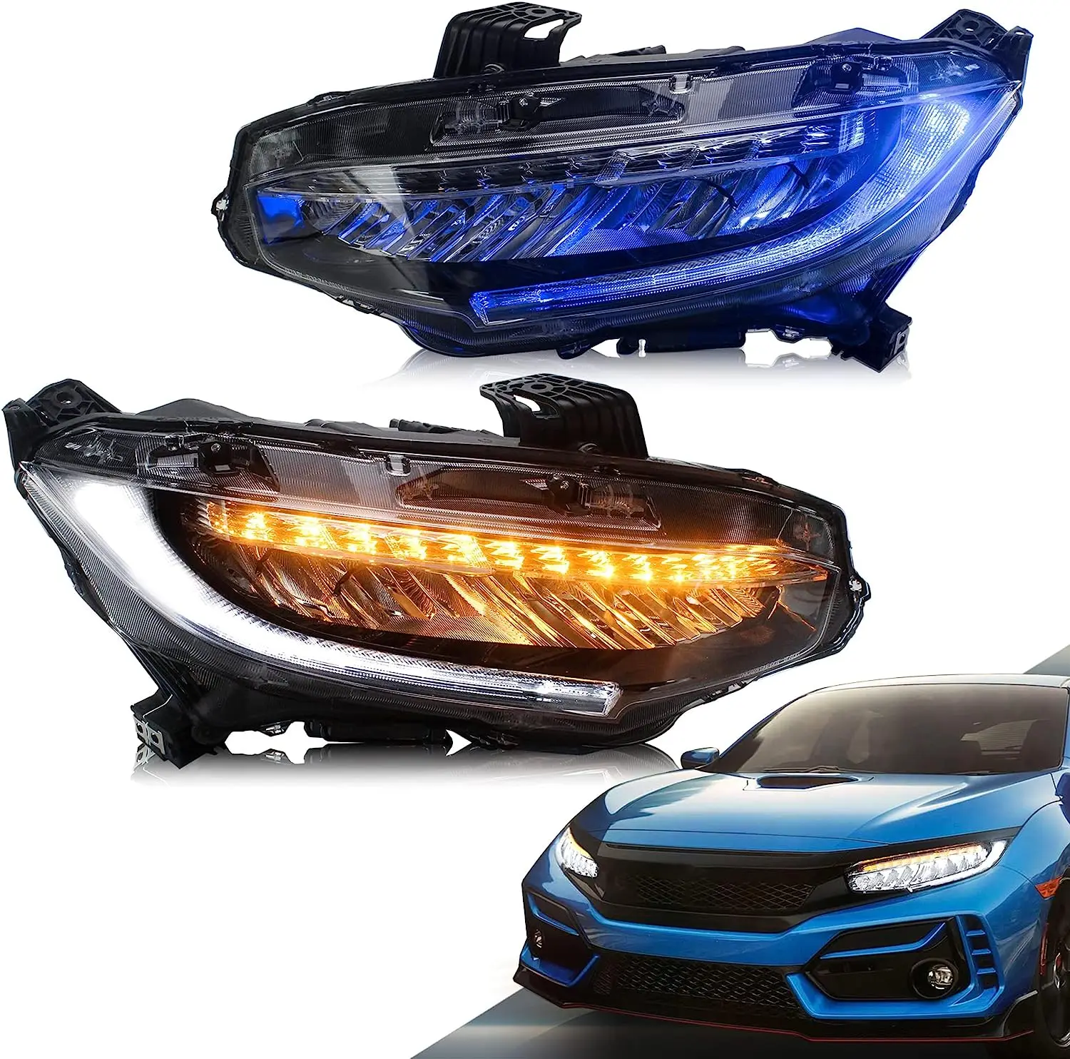 LED Headlight For Honda Civic 10TH Gen 2016-2021 StartUp Sedan Coupe Hatchback Type R Breathing Lighting Switchback Turn Signal