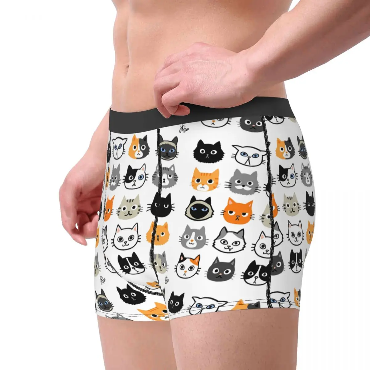 ボクサーパンツ ショーツ 猫の顔のアソート キュートで風変わりな猫の絵柄 パンツ 男性用通気性下着 オム男性へのギフト
