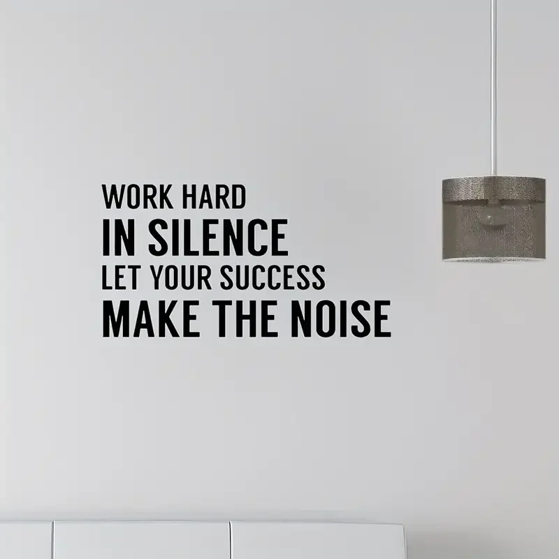 Trabajo duro en silencio, deja que su éxito, hace el ruido, pegatina de pared de gimnasio de papel mate similar al vinilo extraíble, Quo motivacional de Fitness
