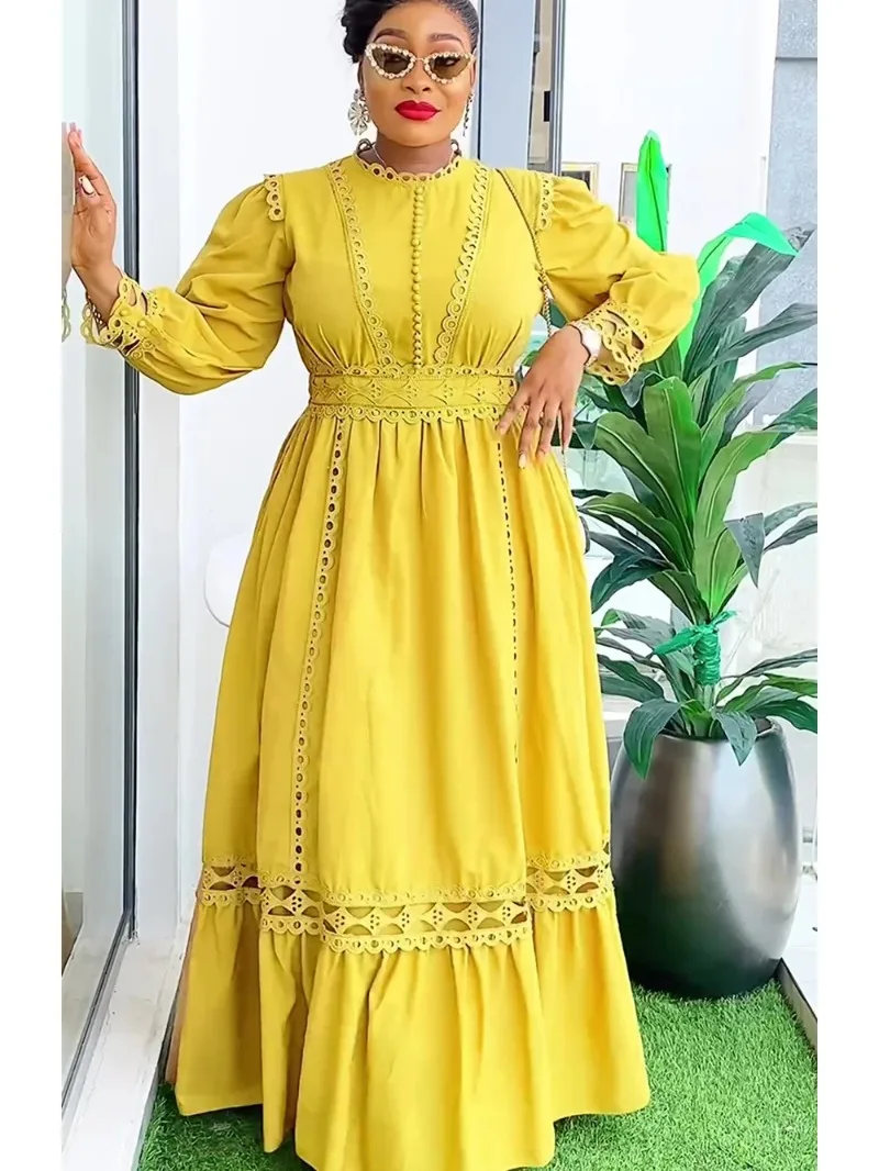 Vestidos de casamento feminino em renda, vestidos de festa africanos, vestido maxi muçulmano elegante, Dashiki, Ancara, Turquia, plus size, nova moda, 2024