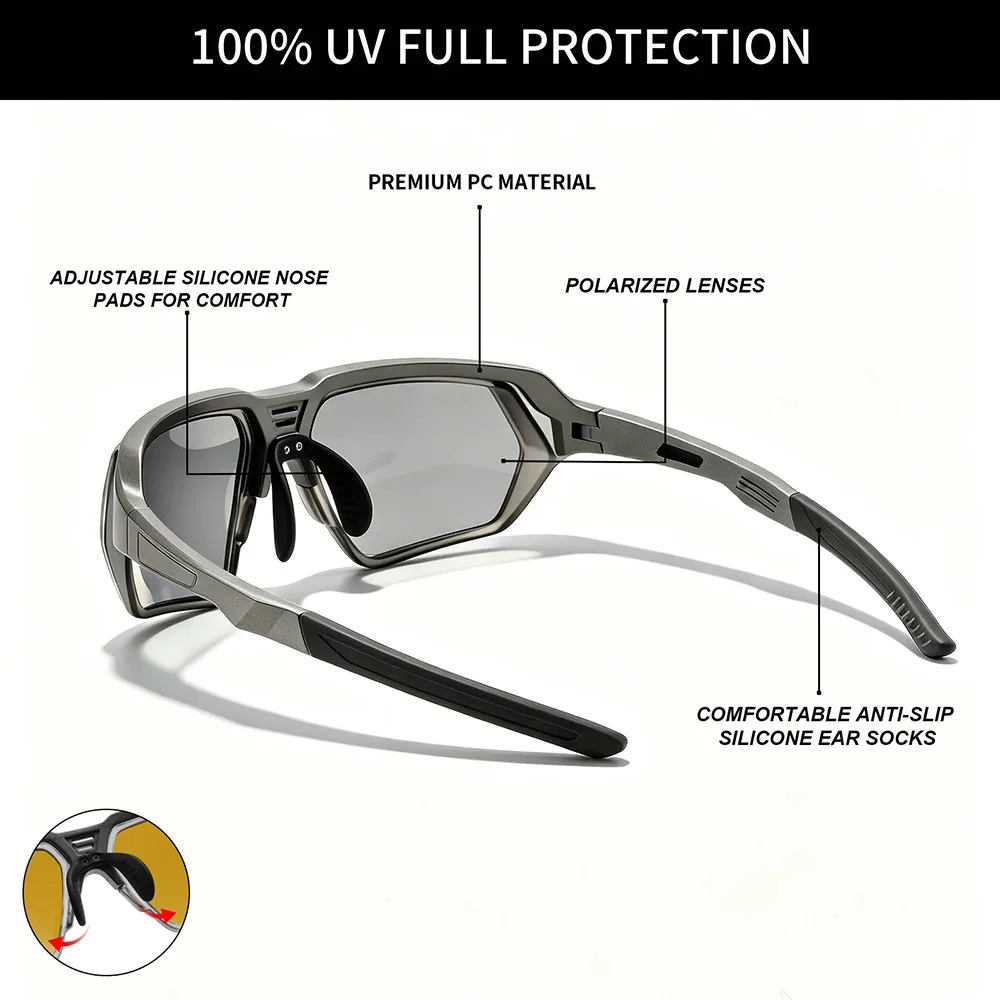 Beliebte quadratische polarisierte Sonnenbrille, UV-Schutz, Sportbrille, Herren, Damen, UV400-Brille, Geschenk für Familie und Freunde – Detail 2