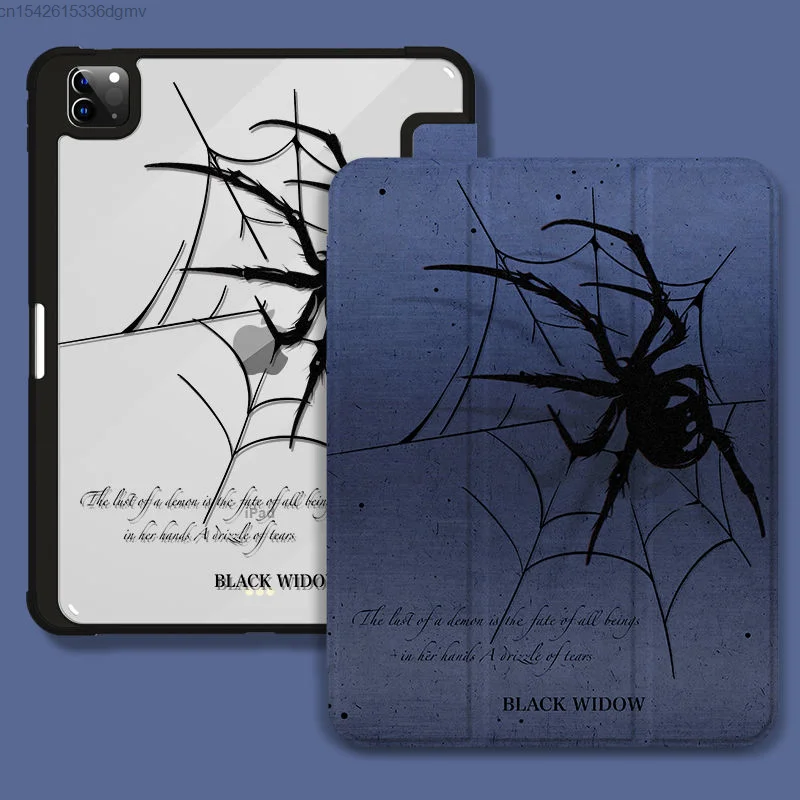 Y2k Spider Print Punk IPad 9th Generation Pro 11 12.9 Inch Case With Pen Slot Tablet Computer Trifold Mini6 Acrylic Air 5 Cover