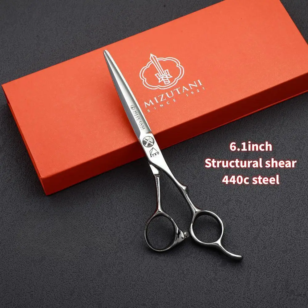 MIZUTANI-440C Aço Profissional Barber Scissors, Hair Thinning Shears, Barbearia Ferramentas de Corte, 6.0-6.5-6.8"