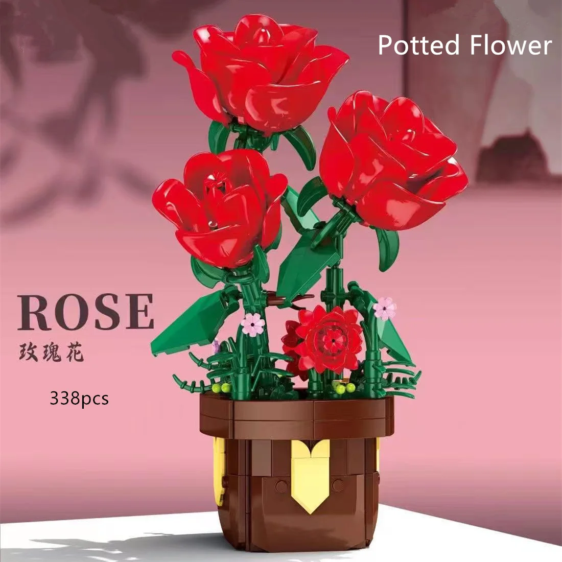 Set di blocchi di costruzione per piante in vaso fai-da-te Girasole Rosa Orchidea Fiore di giglio Modello Puzzle Set di giocattoli Regali di compleanno di Natale di Capodanno