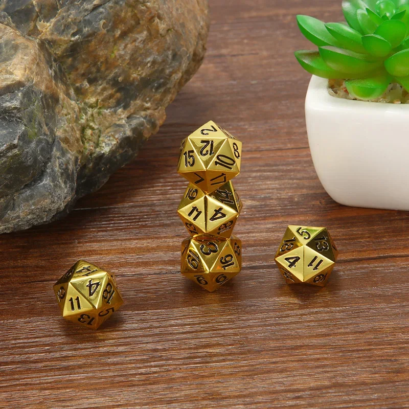 1 Piece 20 Sided Decider Golden/Bronze Metal Funny Dice Standard  Board Game Acessorios