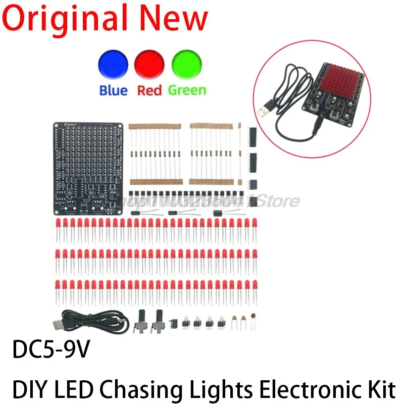 9x9 Dot Matrix 81 LEDs Chasing Solder Project Practice Fun Diy Kit Electronic Soldering Kits DC5-9V LED Tracking Light Game Kit