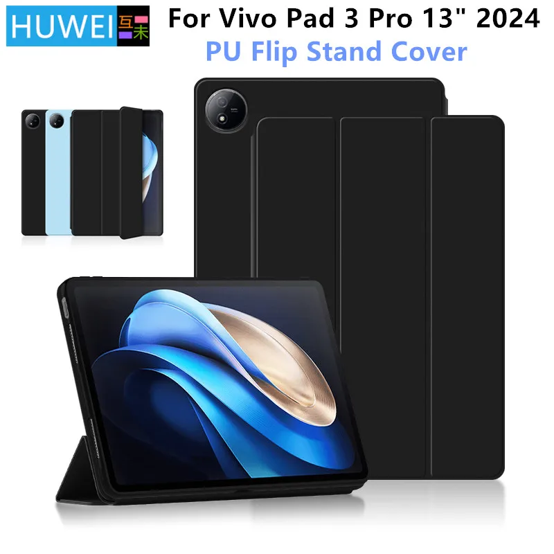 

HUWEI Case For Vivo Pad 3 Pro 13" 2024 Tablet PU Leather Flip Stand Cover for Vivo Pad 3 Pro 12.95" Funda Case with Auto Wake UP