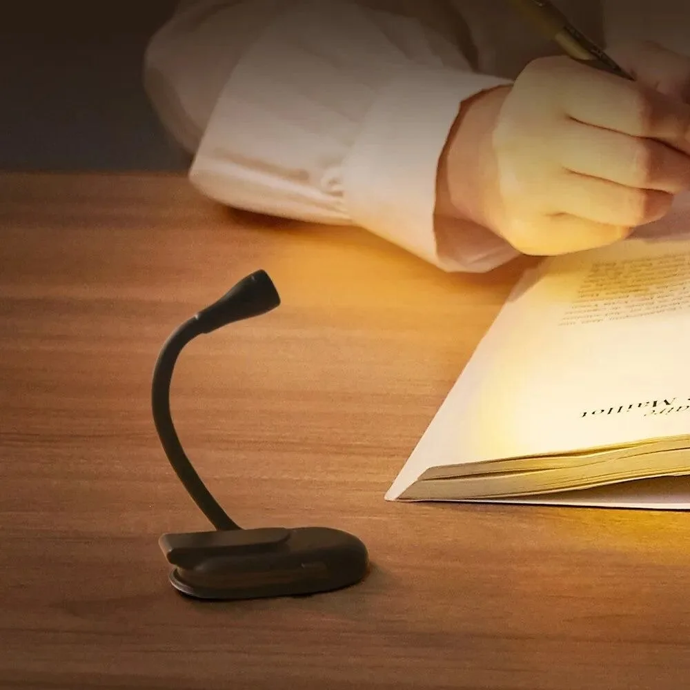 

Dimmable Mini LED Night Light 360° Flip USB Rechargeable Clip-On Study Desk Lamp 3-color Stepless Plastic Book Lamps Travel