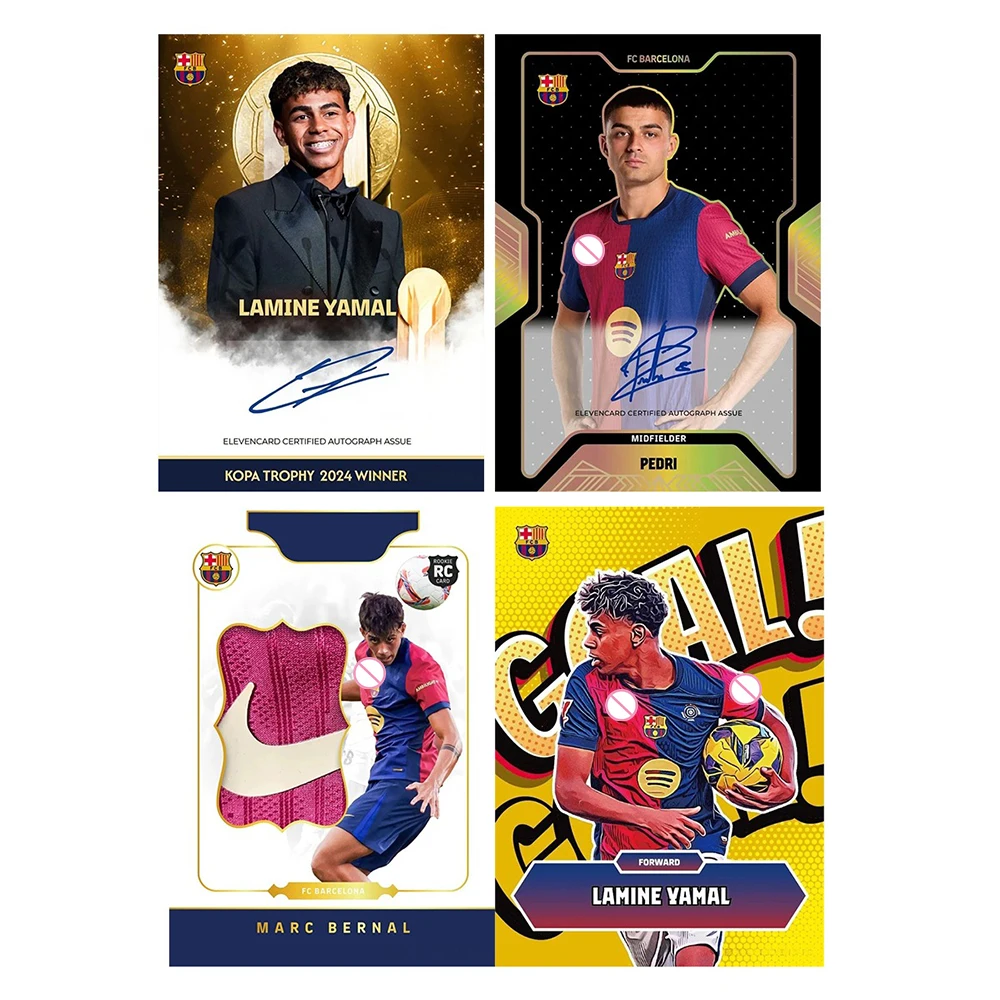 PANINI 24 шт./кор. Барселона Ювентус PEDRI LAMINE YAMAL Радужный лазерный материал для подписи Коллекционная открытка Праздничный подарок для мальчика